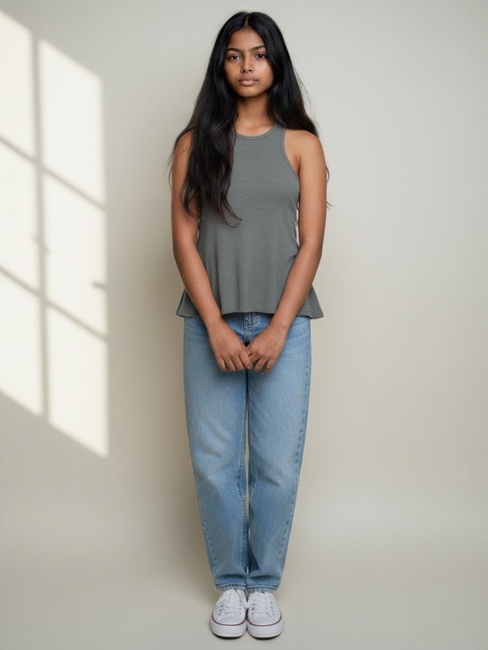 Free People Tops - Free People Ribbed Swing Tank Gray Flowy Flare Stretch Casual Top Size XS